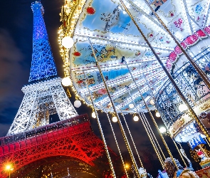 Paryż, Wieża Eiffla, Karuzela, Wesołe miasteczko, Francja