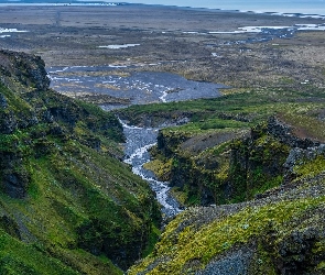 Wodospady, Islandia, Skały, Góry, Kanion Mulagljufur