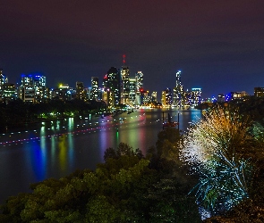 Australia, Melbourne, Miasto Nocą, Rzeka