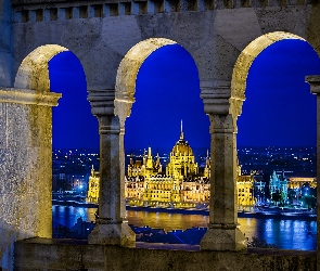 Węgry, Budapeszt, Rzeka, Zabytek, Miasto, Nocą, Parlament