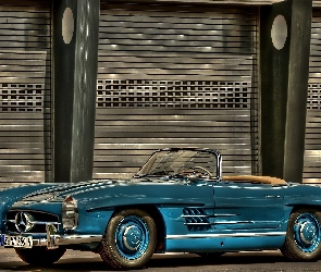 Samochód, Niebieski, Mercedes Convertible Roadster
