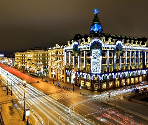 Nocą, Miasto, Petersburg, Oświetlone