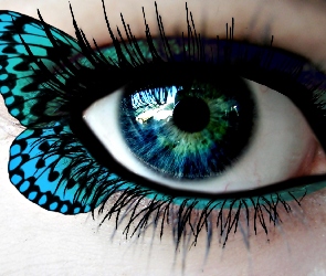 Oko, Niebieskie, Makijaż, Motyl