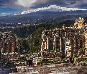 Włochy, Sycylia, Teatru, Lasy, Ruiny, Góry