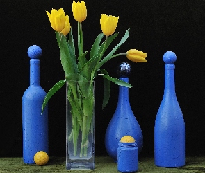 Dekoracja, Tulipany, Żółte, Kompozycja
