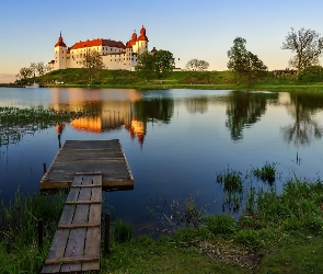 Pomost, Jezioro Wener, Läckö Slott, Zamek Lacko, Miejscowość Lidkoping, Szwecja