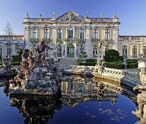 Pałac, Portugalia, Rzezby, Zabytek, Fontanna