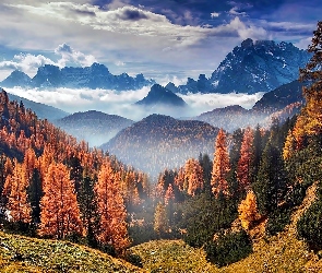 Góry, Wzgórza, Łąki, Lasy, Jesień