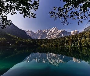 Lasy, Góry, Stan Kalifornia, Chmury, Jezioro Mirror Lake, Stany Zjednoczone, Park Narodowy Yosemite