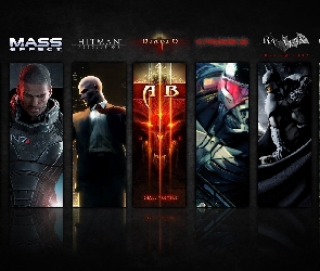 Batman, Crysis, Mass Effect, Wiedżmin, Diablo, Assasins Creed, Hitman