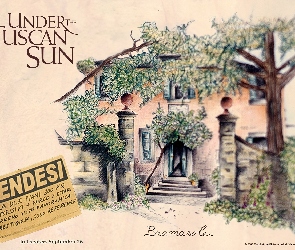 drzewa, dom, Under The Tuscan Sun, rysunek