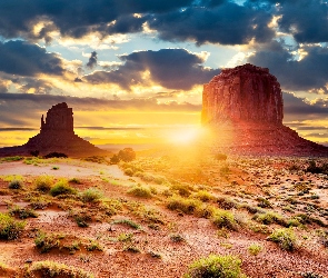 Zachód Słońca, USA, Arizona, Formacje Skalne