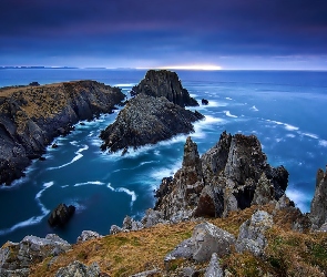Morze, Klify, Wybrzeże, Donegal, Irlandia Północna, Skały
