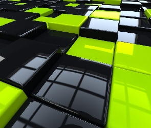 Kostki, Czarne, 3D, Żółte