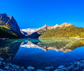 Jezioro Louise, Alberta, Odbicie, Góry, Dom, Kanada
