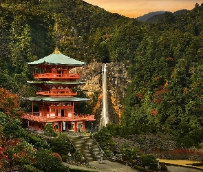Japonia, Góry, Świątynia buddyjska Seiganto-ji, Wodospad Nachi, Prefektura Wakayama