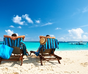 Lato, Leżaki, Wakacje, Relax, Plaża, Odpoczynek