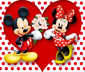 Serce, Miłość, Mickey, Dla Dzieci, Disney, Minnie, Rysunek