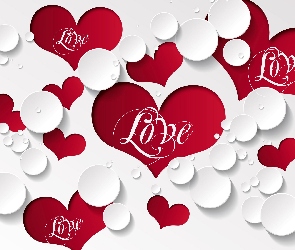 Love, Napisem, Czerwone, Walentynka, Serca, Z