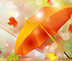 Grafika 2D, Liście, Jesień, Parasol
