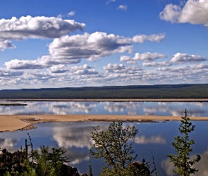 Rzeka, Drzew, Wierzchołki, Chmury