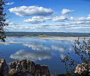 Drzewa, Skały, Jezioro