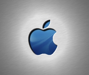 3D, Niebieskie, Logo, Apple