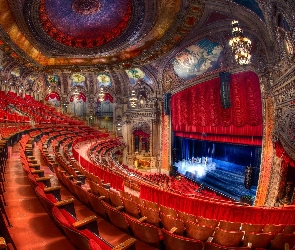 Scena, Wnętrze, Stan Illinois, Widownia, Teatr Chicago Theatre, Stany Zjednoczone, Chicago