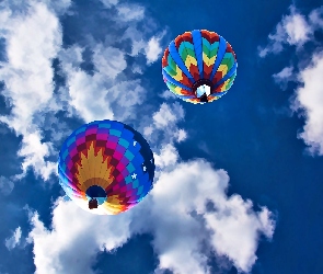 Niebo, Obłoki, Kolorowe, Balony