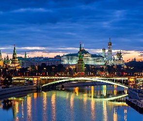 Zdjęcie miasta, Świt, Moskwa, Rzeka Most