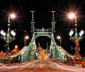 Most, Węgry, Noc, Budapeszt, Światła