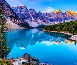 Góry, Kanada, Park Narodowy Banff, Prowincja Alberta, Jezioro Moraine Lake