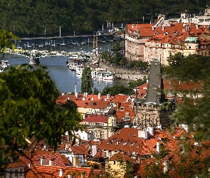 Czechy, Praga, Most, Rzeka, Panorama, Miasta