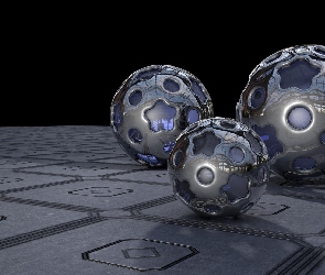 3D, Kule, Metalowe, Szklane