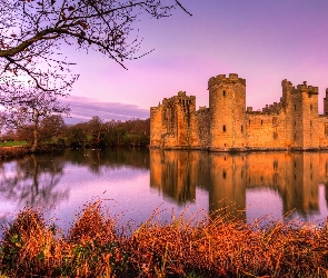 Zamek Bodiam, Bodiam Castle, Mostek, Anglia, Fosa, Wieś Robertsbridge