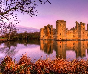 Mostek, Fosa, Bodiam Castle, Zamek Bodiam, Wieś Robertsbridge, Anglia