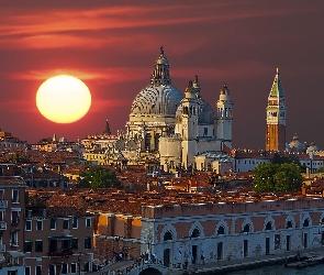 Kościół, Zachód Słońca, Wenecja, Włochy