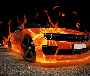 Samochód, Płomienie, Wyścigowy