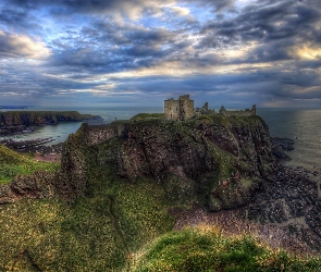Ruiny, Skała, Szkocja, Morze Północne, Zamek Dunnottar