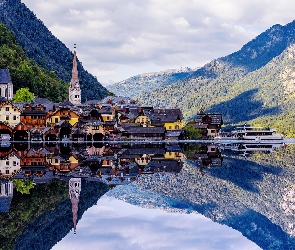 Austria, Odbicie, Góry Alpy, Jezioro, Hallstatt