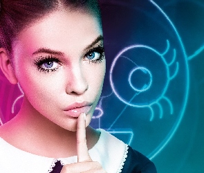 Makijaż, Barbara Palvin, Oczy, Niebieskie, Brunetka
