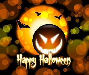 Nietoperze, Halloween, Napis, Happy