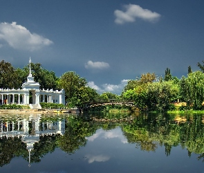 Park, Ukraina, Krzywy Róg, Mostek, Jezioro