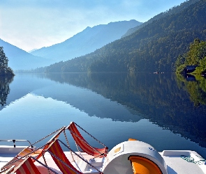 Las, Wodny, Rower, Odbicie, Jezioro