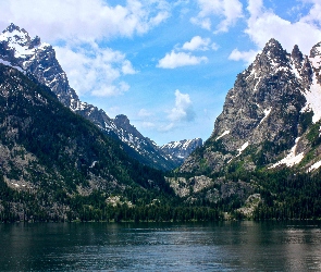 Góry, Jezioro, Moose, USA, Park, Jenny Lake, Wyoming
