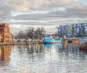 Gdańsk, Budynki, Rzeka, Motława