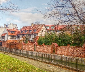 Miasto, HDR, Budynki, Drzewa, Domy