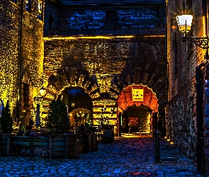 Niemcy, Miasto Nocą, Kawiarniany Ogródek, Uliczka, Berlin