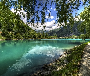 Jezioro, Słowenia, Droga, Las, Góry