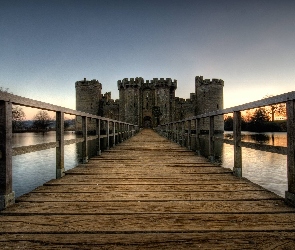 Drewniany, Fosa, Bodiam Castle, Most, Anglia, Zamek Bodiam, Wieś Robertsbridge